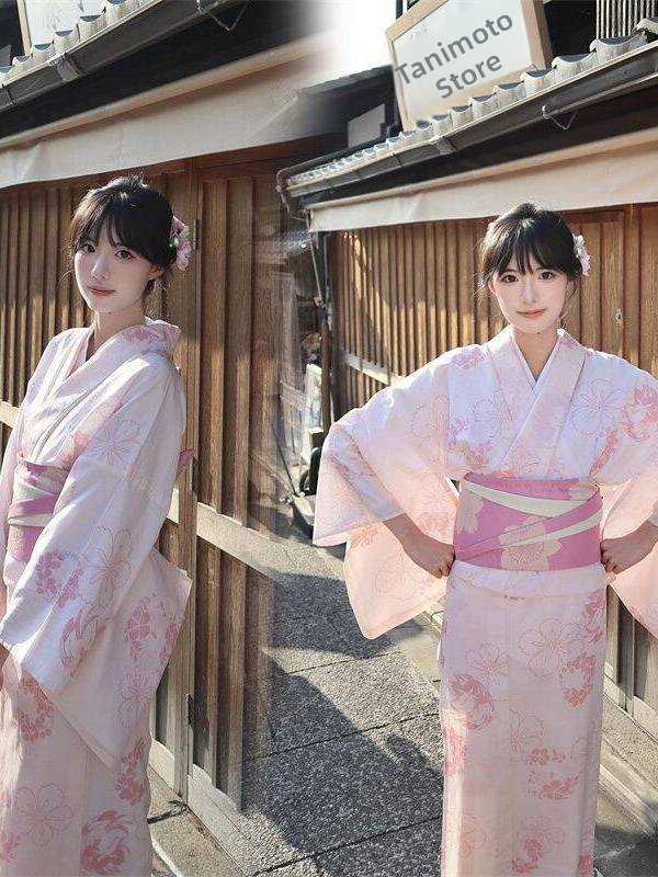 Ethnic Fashion Online - ชุดกิโมโนแบบดั้งเดิมของญี่ปุ่น ชุดถ่ายภาพ ชุดวัยรุ่นหญิง สไตล์วินเทจ เสื้อคลุมอาบน้ำ แฟชั่นชาติพันธุ์