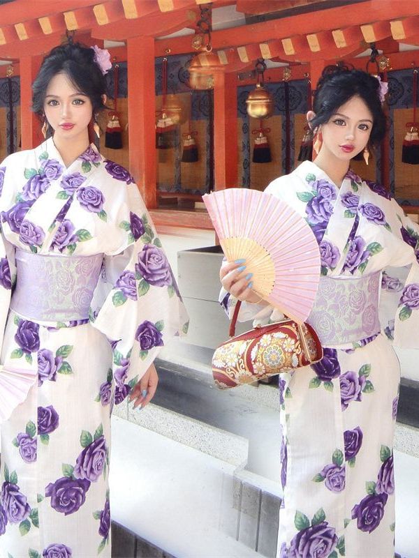 Ethnic Fashion Online - ชุดถ่ายภาพสไตล์กิโมโนแบบดั้งเดิมของญี่ปุ่น ชุดแฟชั่นชาติพันธุ์สำหรับผู้หญิง ชุดแสดงบนเวที วัสดุโพลีเอสเตอร์ จำหน่ายเฉพาะทางออนไลน์