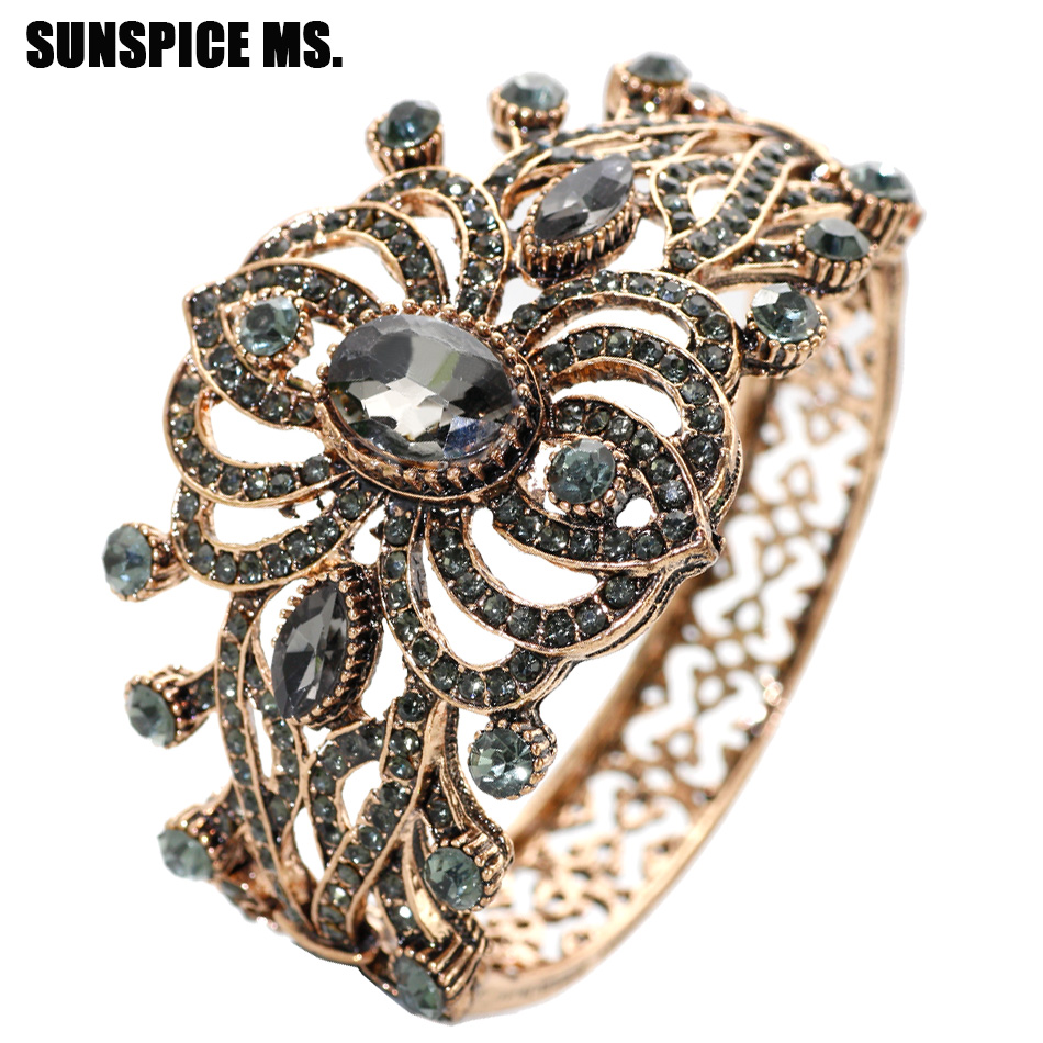 Ethnic Fashion Brand - โบฮีเมีย Vintage กําไลข้อมือทองโบราณสีเทาสร้อยข้อมือหินตุรกีออกแบบแบรนด์เจ้าสาวงานแต่งงานเครื่องประดับ