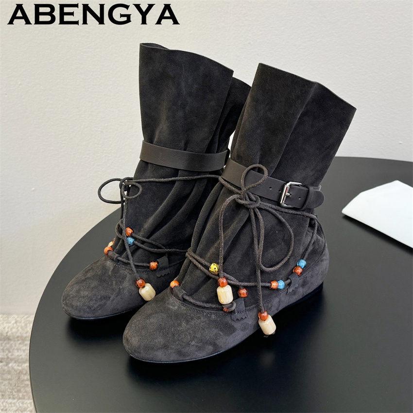 รองเท้าบูทข้อเท้าหนังกลับดีไซน - Ethnic Fashion Week บทวิจารณ์และราคา