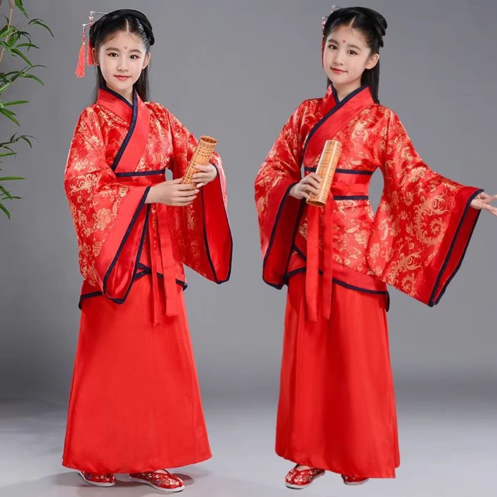 ชุดฮั่นฝูเด็ก ลายพิมพ์ผ้าไหมสไ - Ethnic Fashion Dress บทวิจารณ์และราคา