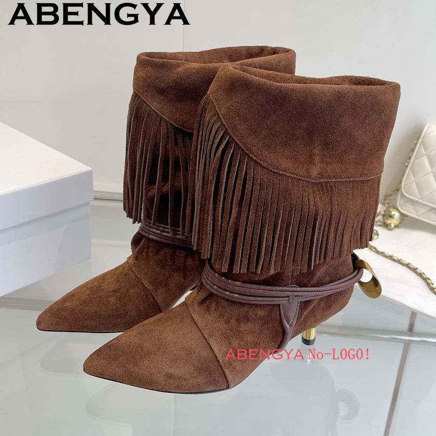 รองเท้าบูทเชลซีหนังกลับแต่งพู่ - Ethnic Fashion Week บทวิจารณ์และราคา